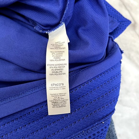 Chico's Bright Blue Textured Design Top Size 2 Like Medium - Picture 4 of 6